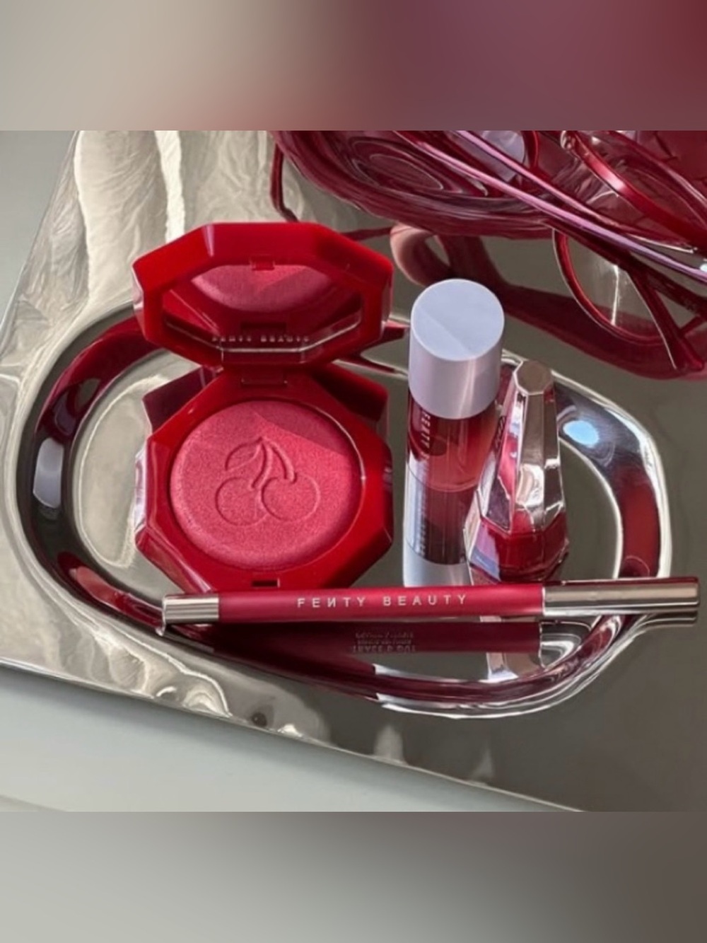 FENTY CHERRY MOUTH 3-PIECE LIP SET + POUCH &
